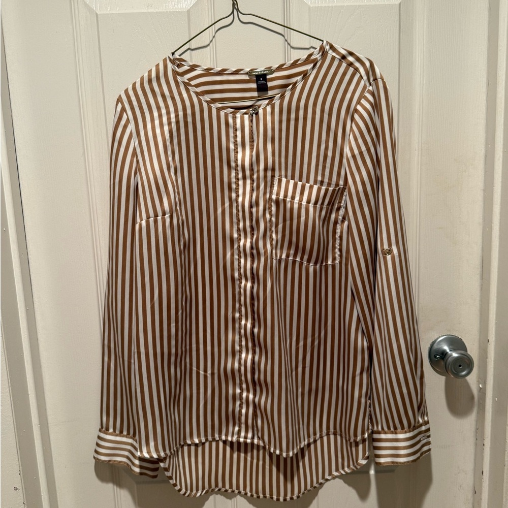 Striped Brown and White Blouse